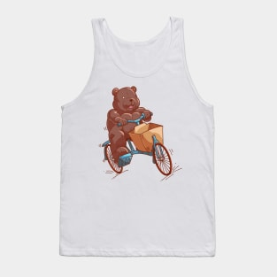 Cartoon teddy riding cargo bike Tank Top